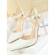 Belt Buckle Pointed-Toe Shiny Split-Joint Sandals Pumps Belt Buckle Pointed-Toe Shiny Split-Joint Sandals Pumps