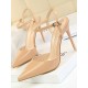 Belt Buckle Pointed-Toe Shiny Split-Joint Sandals Pumps Belt Buckle Pointed-Toe Shiny Split-Joint Sandals Pumps