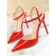 Belt Buckle Pointed-Toe Shiny Split-Joint Sandals Pumps Belt Buckle Pointed-Toe Shiny Split-Joint Sandals Pumps