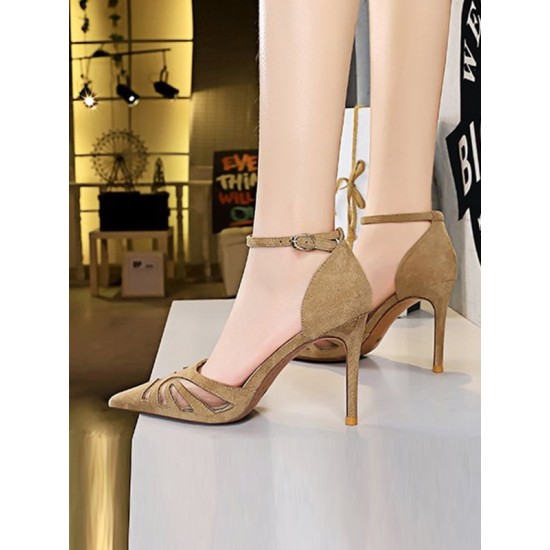 Hollow Pointed-Toe Split-Joint Pumps Sandals Hollow Pointed-Toe Split-Joint Pumps Sandals