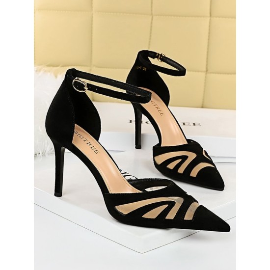 Hollow Pointed-Toe Split-Joint Pumps Sandals Hollow Pointed-Toe Split-Joint Pumps Sandals