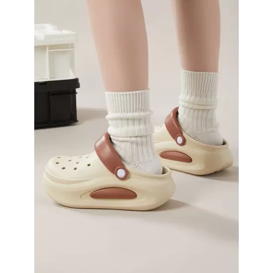 Hollow Round-Toe Shallow Cut Split-Joint Slippers Sandals Crocs Hollow Round-Toe Shallow Cut Split-Joint Slippers Sandals Crocs
