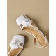 Belt Buckle Flower Shape Hollow Split-Joint Square-Toe Sandals Belt Buckle Flower Shape Hollow Split-Joint Square-Toe Sandals