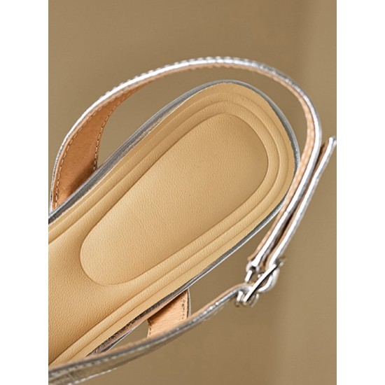Belt Buckle Flower Shape Hollow Split-Joint Square-Toe Sandals Belt Buckle Flower Shape Hollow Split-Joint Square-Toe Sandals