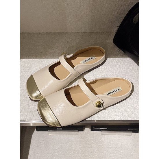 Contrast Color Shallow Cut Split-Joint Square-Toe Slippers&Mules Mary Janes Flats Contrast Color Shallow Cut Split-Joint Square-Toe Slippers&Mules Mary Janes Flats