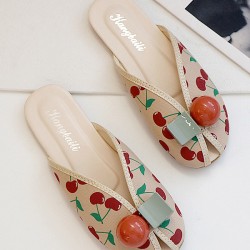 Open Toe Printed Round-Toe Split-Joint Slippers