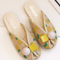 Open Toe Printed Round-Toe Split-Joint Slippers