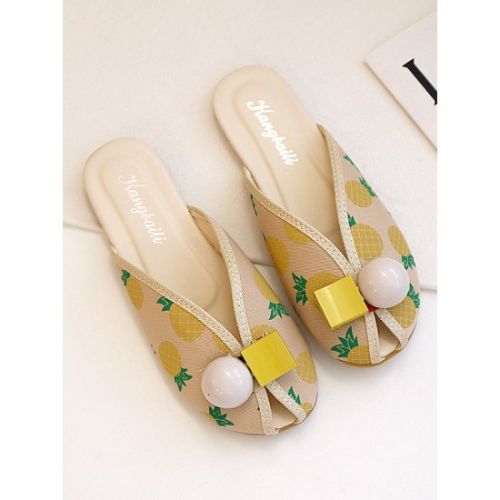 Open Toe Printed Round-Toe Split-Joint Slippers Open Toe Printed Round-Toe Split-Joint Slippers