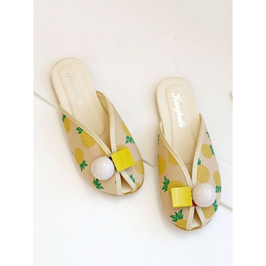 Open Toe Printed Round-Toe Split-Joint Slippers Open Toe Printed Round-Toe Split-Joint Slippers