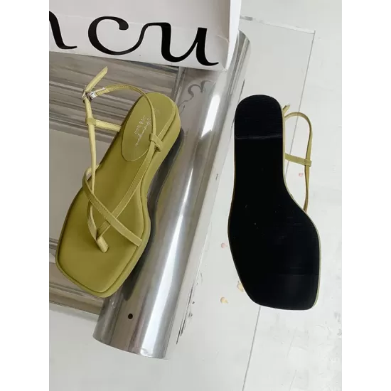 Belt Buckle Hollow Solid Color Square-Toe Sandals Platform Shoes Belt Buckle Hollow Solid Color Square-Toe Sandals Platform Shoes
