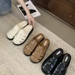 Hollow Round-Toe Split-Joint Woven Slippers&Mules Sandals