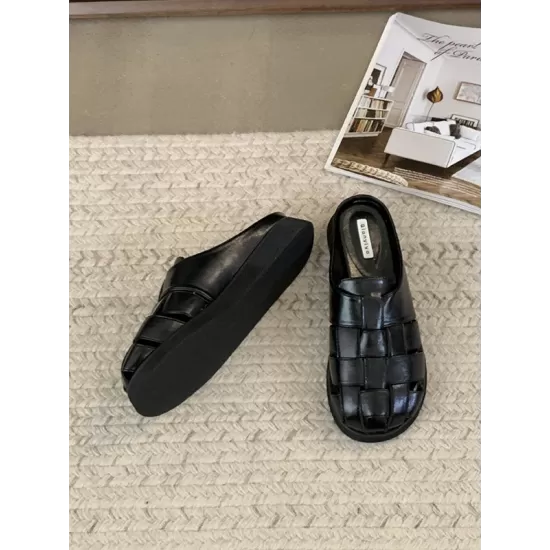 Hollow Round-Toe Split-Joint Woven Slippers&Mules Sandals Hollow Round-Toe Split-Joint Woven Slippers&Mules Sandals