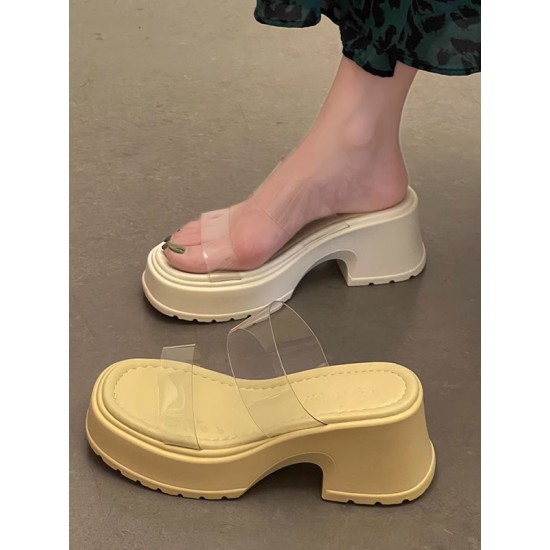Open Toe Round-Toe Split-Joint Transparent Slippers Pumps Sandals Open Toe Round-Toe Split-Joint Transparent Slippers Pumps Sandals