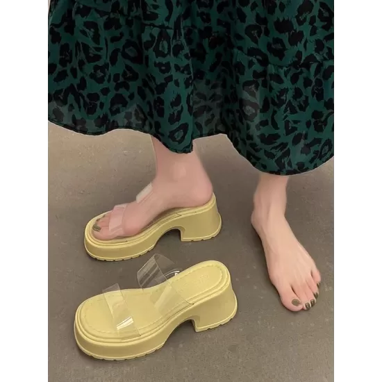 Open Toe Round-Toe Split-Joint Transparent Slippers Pumps Sandals Open Toe Round-Toe Split-Joint Transparent Slippers Pumps Sandals