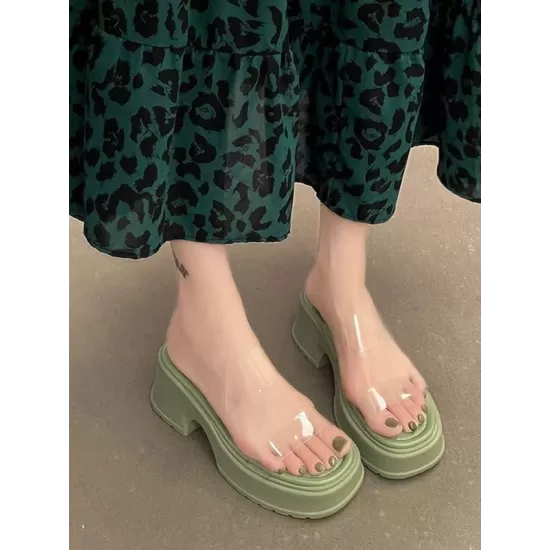 Open Toe Round-Toe Split-Joint Transparent Slippers Pumps Sandals Open Toe Round-Toe Split-Joint Transparent Slippers Pumps Sandals