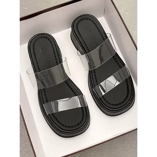 Open Toe Round-Toe Split-Joint Transparent Slippers Pumps Sandals Open Toe Round-Toe Split-Joint Transparent Slippers Pumps Sandals