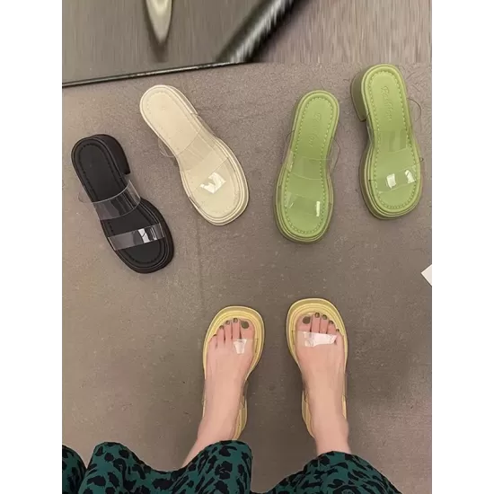 Open Toe Round-Toe Split-Joint Transparent Slippers Pumps Sandals Open Toe Round-Toe Split-Joint Transparent Slippers Pumps Sandals