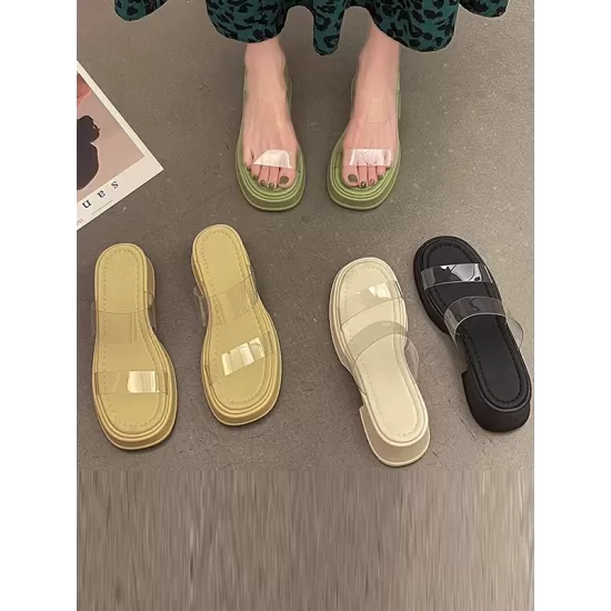 Open Toe Round-Toe Split-Joint Transparent Slippers Pumps Sandals Open Toe Round-Toe Split-Joint Transparent Slippers Pumps Sandals