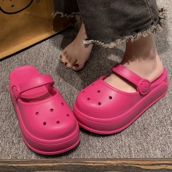 Hollow Round-Toe Solid Color Slippers Sandals