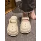 Hollow Round-Toe Solid Color Slippers Sandals Hollow Round-Toe Solid Color Slippers Sandals