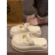 Hollow Round-Toe Solid Color Slippers Sandals Hollow Round-Toe Solid Color Slippers Sandals