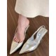 Belt Buckle Pointed-Toe Shiny Split-Joint Sling Shoes Pumps Sandals Belt Buckle Pointed-Toe Shiny Split-Joint Sling Shoes Pumps Sandals