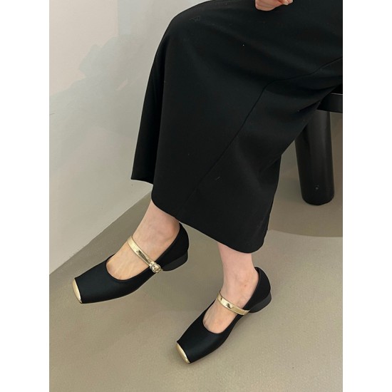 Contrast Color Round Cut Shallow Cut Split-Joint Square-Toe Mary Janes Contrast Color Round Cut Shallow Cut Split-Joint Square-Toe Mary Janes