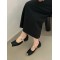 Contrast Color Round Cut Shallow Cut Split-Joint Square-Toe Mary Janes