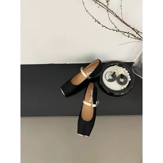Contrast Color Round Cut Shallow Cut Split-Joint Square-Toe Mary Janes Contrast Color Round Cut Shallow Cut Split-Joint Square-Toe Mary Janes