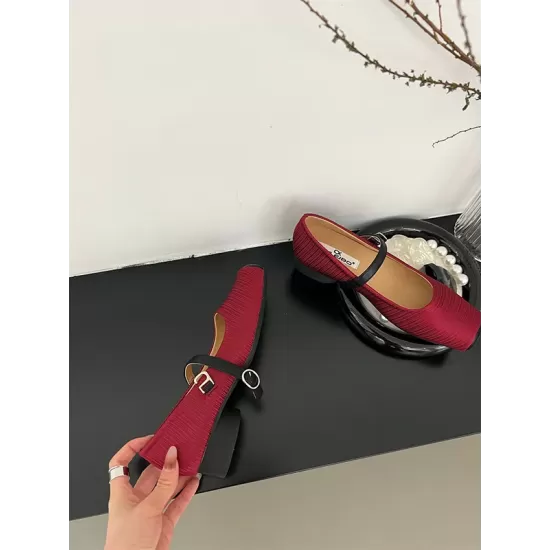 Contrast Color Round Cut Shallow Cut Split-Joint Square-Toe Mary Janes Contrast Color Round Cut Shallow Cut Split-Joint Square-Toe Mary Janes