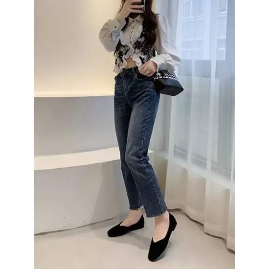 Solid Color Square-Toe Low Heels Flat Shoes Solid Color Square-Toe Low Heels Flat Shoes