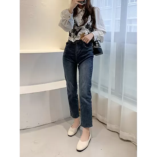Solid Color Square-Toe Low Heels Flat Shoes Solid Color Square-Toe Low Heels Flat Shoes