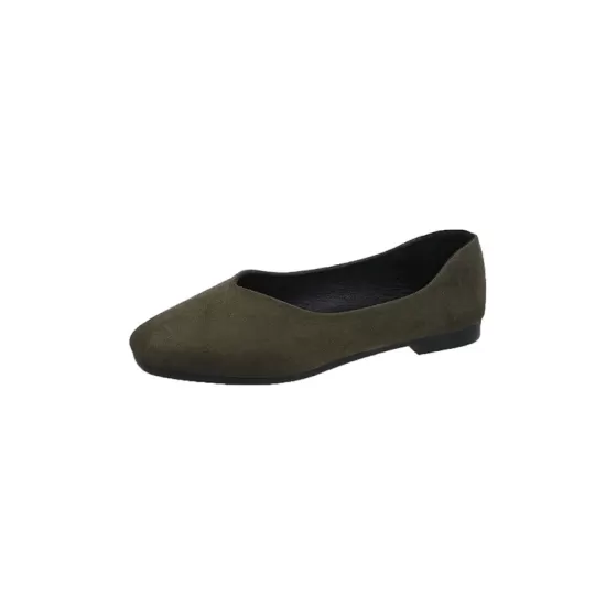 Solid Color Square-Toe Low Heels Flat Shoes Solid Color Square-Toe Low Heels Flat Shoes