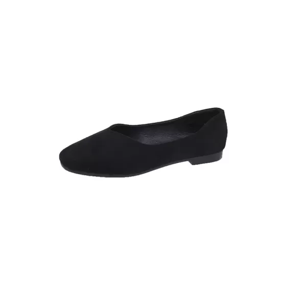 Solid Color Square-Toe Low Heels Flat Shoes Solid Color Square-Toe Low Heels Flat Shoes