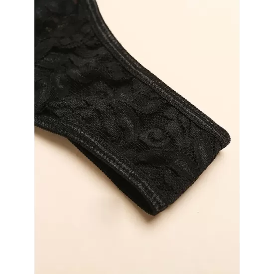 Sexy Lace See-Through Underwired Three-Piece Lingerie Set Sexy Lace See-Through Underwired Three-Piece Lingerie Set