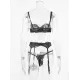 Sexy Lace See-Through Underwired Three-Piece Lingerie Set Sexy Lace See-Through Underwired Three-Piece Lingerie Set