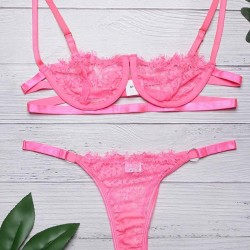 Eyelash Lace Underwired Split Sexy Lingerie