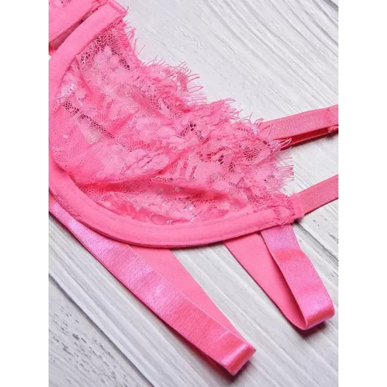 Eyelash Lace Underwired Split Sexy Lingerie Eyelash Lace Underwired Split Sexy Lingerie