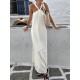 Pleated Solid Color Loose Sleeveless Spaghetti-Neck Maxi Dresses Pleated Solid Color Loose Sleeveless Spaghetti-Neck Maxi Dresses