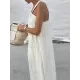 Pleated Solid Color Loose Sleeveless Spaghetti-Neck Maxi Dresses Pleated Solid Color Loose Sleeveless Spaghetti-Neck Maxi Dresses