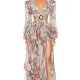 Floral-Print Bandage Puff Sleeves Asymmetric Bohemian Maxi Dress Floral-Print Bandage Puff Sleeves Asymmetric Bohemian Maxi Dress