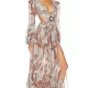 Floral-Print Bandage Puff Sleeves Asymmetric Bohemian Maxi Dress Floral-Print Bandage Puff Sleeves Asymmetric Bohemian Maxi Dress