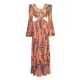 Floral-Print Bandage Puff Sleeves Asymmetric Bohemian Maxi Dress Floral-Print Bandage Puff Sleeves Asymmetric Bohemian Maxi Dress