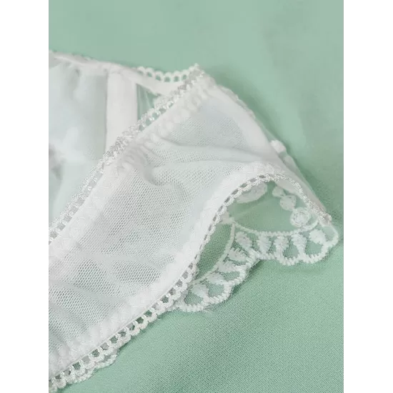 Sweet Floral Lace Underwired Bandeau Split Lingerie Sweet Floral Lace Underwired Bandeau Split Lingerie