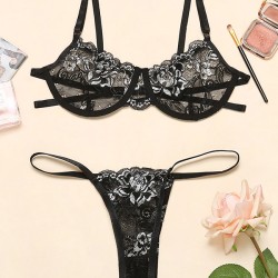 Sexy Embroidered Underwired Bandage Erotic Lingerie