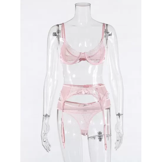 Sexy Lace Split-Joint Underwired Three-Piece Lingerie Set Sexy Lace Split-Joint Underwired Three-Piece Lingerie Set