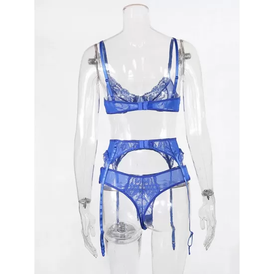 Sexy Lace Split-Joint Underwired Three-Piece Lingerie Set Sexy Lace Split-Joint Underwired Three-Piece Lingerie Set