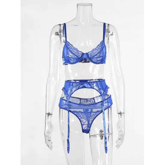 Sexy Lace Split-Joint Underwired Three-Piece Lingerie Set Sexy Lace Split-Joint Underwired Three-Piece Lingerie Set