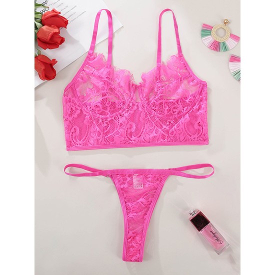 Sexy Floral Lace Underwired Bandeau Split Lingerie Sexy Floral Lace Underwired Bandeau Split Lingerie