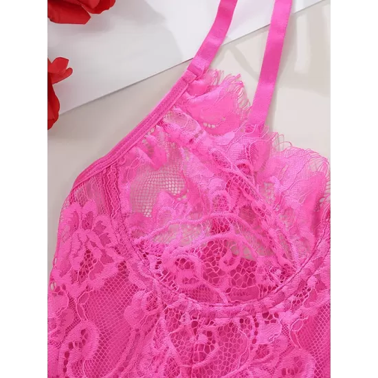 Sexy Floral Lace Underwired Bandeau Split Lingerie Sexy Floral Lace Underwired Bandeau Split Lingerie